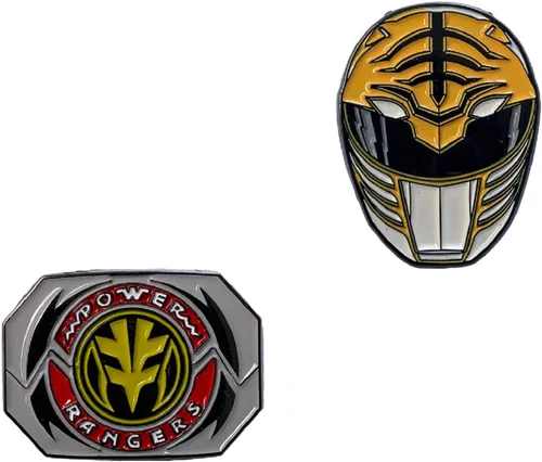 Vista 7 de Power Rangers Juego de 2 pines esmaltados con licencia oficial de Tommy White Ranger