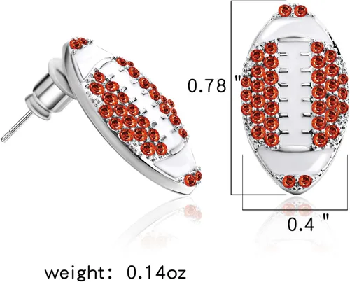 Vista 6 de lureme Aretes de tuerca chapados en rodio para baloncesto, fútbol, voleibol, fútbol, béisbol, deportes, para mujer (er006282), Metal Diamante