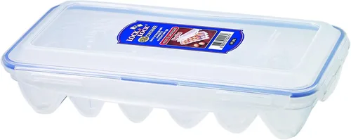 Vista 8 de Lock & Lock HPL955 - Almacenamiento de huevos para 18 huevos, transparente y azul, 12.6 x 6.9 x 12.6 in