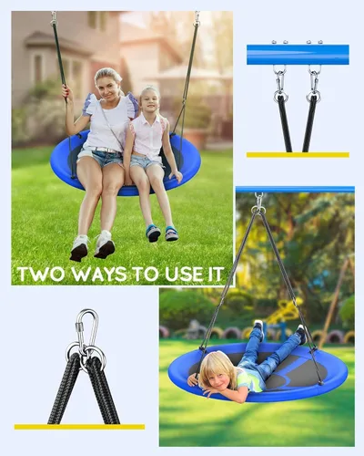 Vista 5 de Everyfun Columpio de Árbol Tipo Platillo Volador de 43" para Niños y Adultos, Capacidad de Peso de 700 libras, Columpio Platillo Volador Impermeable