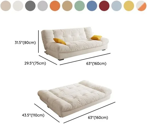 Vista 2 de Sofá futón extraíble resistente a desgarros, sofá futón convertible estilo moderno y simple con respaldo acolchado para sala de estar, apartamento
