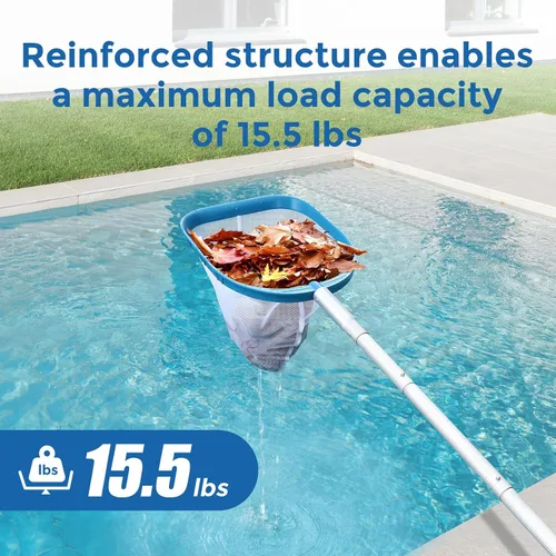 Vista 6 de Red profesional de desnatador de piscina de 6 pies con 6 postes de aluminio, malla fina para eliminación rápida de desechos, redes de piscina