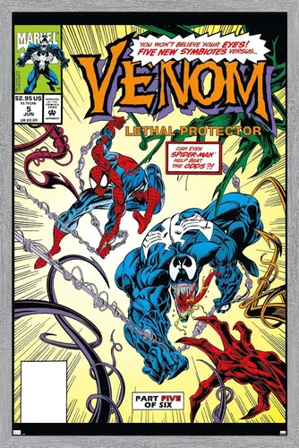 Vista 15 de Trends International Marvel Comics - Póster de pared Venom: Lethal Protector #5, 22.4 pulgadas de largo x 14.7 W, versión enmarcada de madera