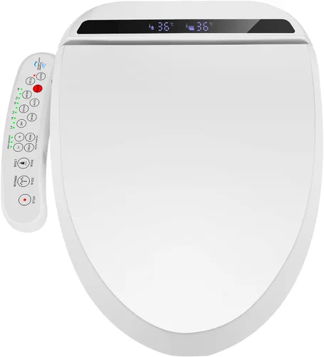 Vista 9 de YOURLITE Asiento de inodoro de bidé eléctrico con agua caliente, bidé con secado de aire caliente, asiento con calefacción con boquilla