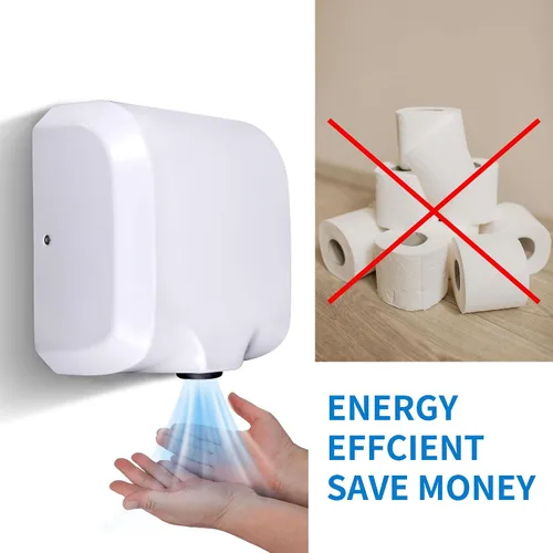 Vista 5 de Goetland El secador de manos comercial del acero inoxidable 1800w automático de alta velocidad embotado pulido