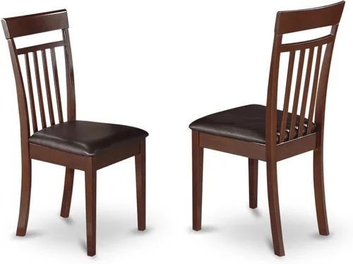 Vista 6 de East West Furniture NOCA7-MAH-LC - Juego de mesa de comedor moderno de 7 piezas que consta de una mesa rectangular de madera con hoja de mariposa