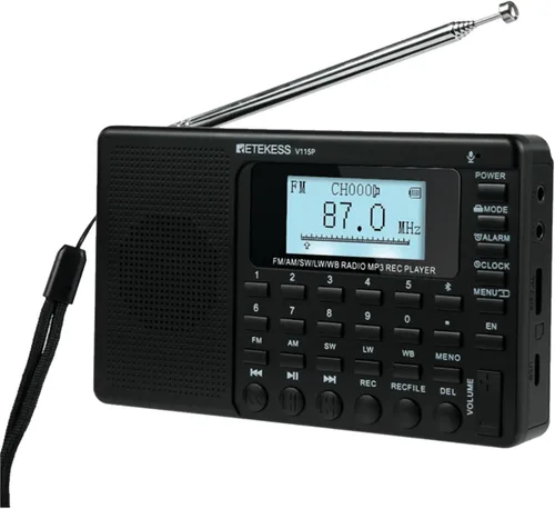 Vista 10 de Retekess Radio de onda corta V115, Radio Digital AM FM, receptor de onda corta con batería recargable de 1000 mAh, preajustes, reproducción