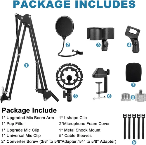 Vista 7 de Soporte de micrófono para Blue Yeti Soporte de escritorio con brazo de micrófono mejorado para Hyperx Quadcast Blue Yeti Pro X Snowball con soporte