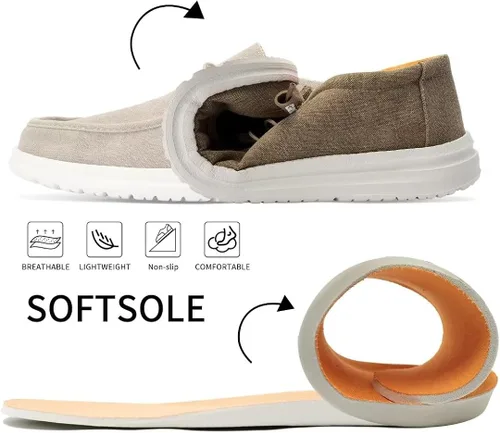 Vista 2 de Mocasines casuales para hombre, zapatos de barco para hombre, zapatos de lona ligeros, suela suave, cómodos zapatos para caminar