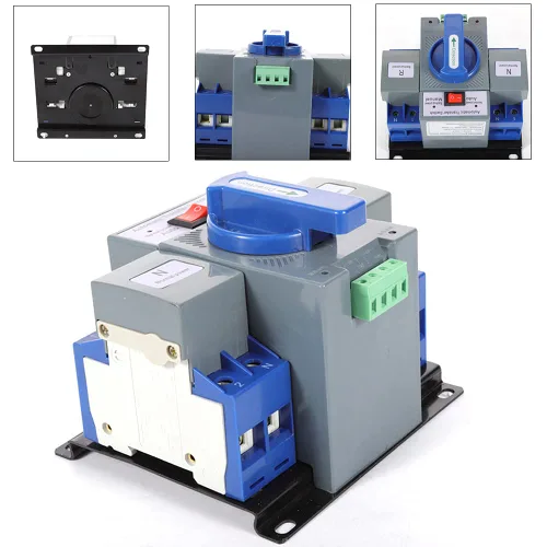 Vista 2 de Interruptor de transferencia automática de doble potencia, interruptor de cambio de generador de energía dual 63A 2P, interruptor comercial de 110 V