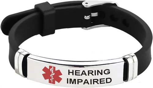 Vista 22 de TGLS Pulsera de identificación de alerta médica roja para mujeres y hombres de emergencia de primeros auxilios de alerta sanitaria grabada con láser