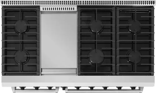 Vista 5 de THOR Kitchen Estufa de gas independiente de 48 pulgadas con horno doble en acero inoxidable - Modelo LRG4807U + Kit de conversión LP