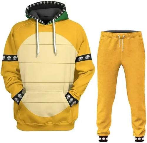 Vista 3 de Lmetsky Bowser - Sudadera con capucha para cosplay, sudadera con capucha Bowser con capucha con estampado 3D para adultos, 2 piezas