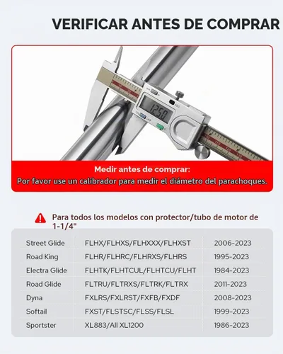 Vista 2 de Benlari Estriberas de Carretera de 1 pulgada 1-1/4 pulgadas Estriberas de Acero Inoxidable 304 Largas Anguladas Ajustables Compatibles con Harley