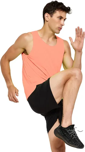 Vista 4 de DEMOZU Camiseta sin mangas de neón para hombre, brillante, para entrenamiento, gimnasio, atletismo, rave, fiesta, camiseta sin mangas