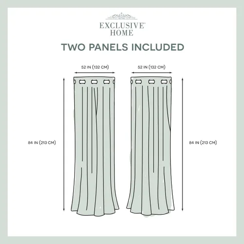 Vista 6 de Exclusive Home Ironwork - Par de paneles de cortinas opacas con ojales en la parte superior, tejido satinado, 52 x 84 pulgadas, negro