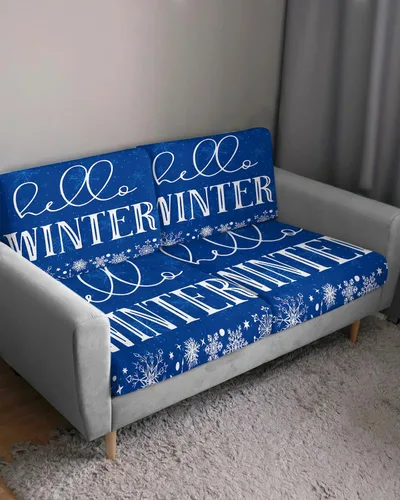 Vista 3 de Prime Leader Fundas de cojín para sofá, fundas de cojín para sofá, diseño de copos de nieve, color azul, fundas elásticas para sofá, protector