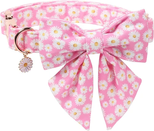 Vista 70 de DOGWONG Collar de otoño para perro con lazo, collar de moño para perro de Acción de Gracias, collar ajustable de algodón de otoño con hoja de arce