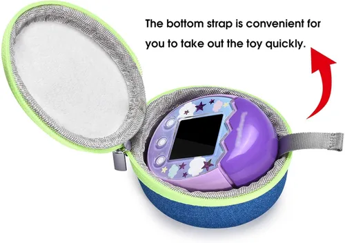 Vista 2 de Estuche de transporte Bolsa de almacenamiento Proteger Funda compatible con Tamagotchi Pix Virtual Pet Game Machine (azul)