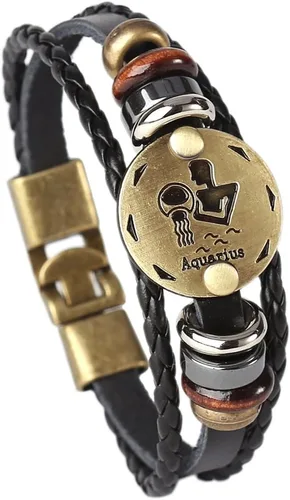 Vista 43 de Hamoery Pulsera de cuero de aleación punk para Constellation trenzada pulsera pulsera brazalete