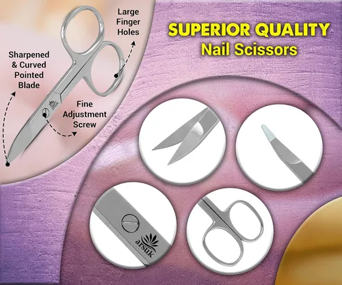 Vista 5 de ARSUK Tijeras de uñas curvadas para mujeres y hombres, tijeras de uñas para uñas y dedos de las manos para puntas de uñas y tijeras pequeñas