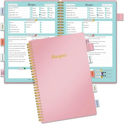 Vista 7 de Libro de Recetas para Escribir tus Propias Recetas, Cuaderno de Recetas en Blanco con Pestañas para Amantes de la Cocina Familiar, Organizador