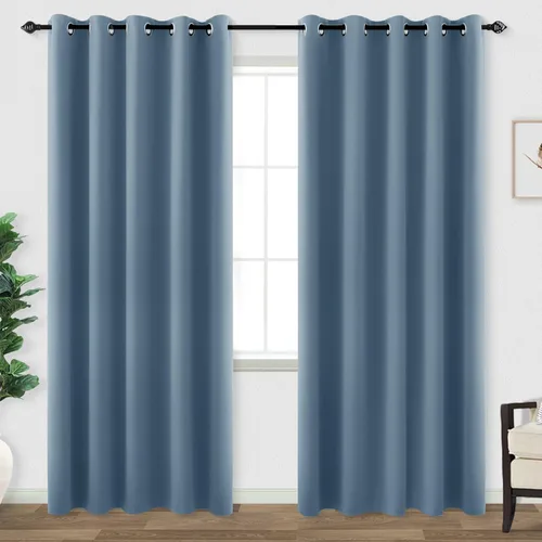 Vista 15 de KOUFALL Cortinas de Baño Aqua para Ventana, Juego de 2 Paneles Decoración Costera Cortinas Cortas Opacas para Ventana Pequeña de Cocina Puerta