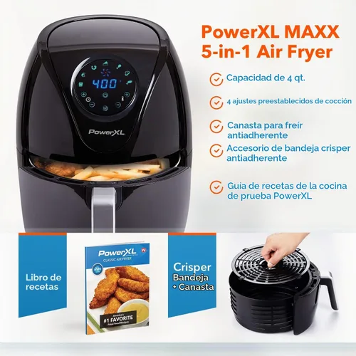 Vista 2 de PowerXL Freidora de aire Maxx de 4 cuartos de galón, edición especial 2022, freír con aire extra caliente, cocinar, crujiente, asar, hornear