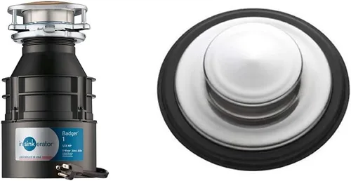 Vista 6 de InSinkErator Triturador de basura con cable, tejón 1, alimentación continua de 1/3 HP y junta de montaje DMG-00 Deluxe, color negro