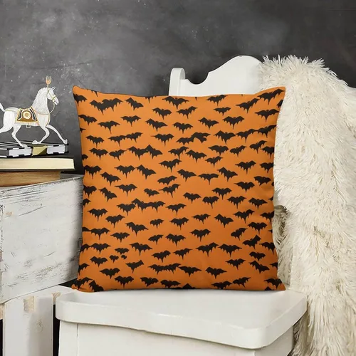 Vista 12 de Funda de almohada de calabaza, fantasma, espeluznante, telaraña, calavera, murciélagos, fundas de almohada decorativas, fundas de almohada rústicas