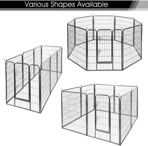 Vista 5 de Giantex - Corralito para mascotas con paneles 16/8, puerta, plegable para perros y gatos, valla de ejercicios portátil, ajustable, para uso al aire