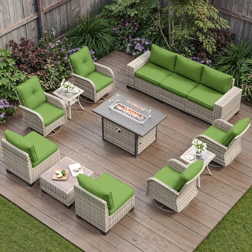 Vista 85 de Muebles de patio al aire libre conjunto PE mimbre ratán al aire libre sofá seccional Gris