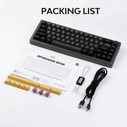 Vista 9 de EPOMAKER EK68 Teclado inalámbrico 65% para juegos con perilla de metal, teclado mecánico con junta intercambiable en caliente, Bluetooth