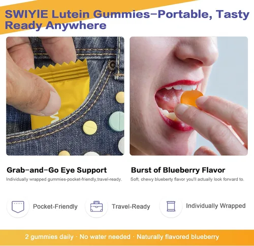 Vista 2 de Gomitas de Luteína – Suplemento de vitaminas y minerales para los ojos con 20 mg de luteína y 4 mg de zeaxantina – Gomitas vitamínicas para el apoyo