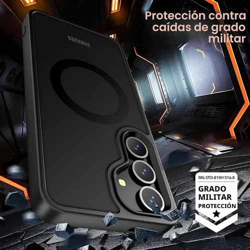 Vista 5 de Oterkin Funda magnética para Samsung Galaxy A17 mate, funda de teléfono A17 compatible con MagSafe esmerilada, translúcida, a prueba de golpes Negro