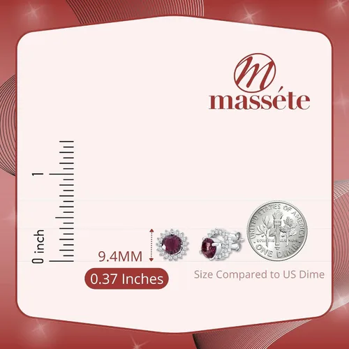 Vista 5 de MASSETE Pendientes de plata de ley 925 Halo Post con chaqueta extraíble