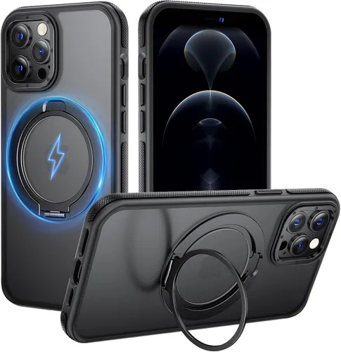 Vista 45 de Funda magnética fuerte para iPhone 12 Pro Max [Protección de grado militar de 10 pies] Compatible con MagSafe, funda protectora a prueba de golpes