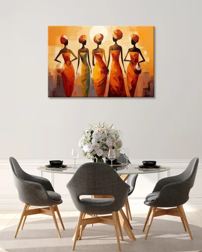 Vista 5 de Arte de pared abstracto afroamericano para sala de estar, imágenes artísticas negras, decoración de pared de mujeres negras, pintura de tribu