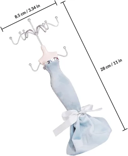 Vista 2 de BESPORTBLE Jewelry Display Rack for Earrings and Necklaces Iron Art Jewelry Organizer Stand with Light Blue Mannequin for Craft Shows and Retail Sale