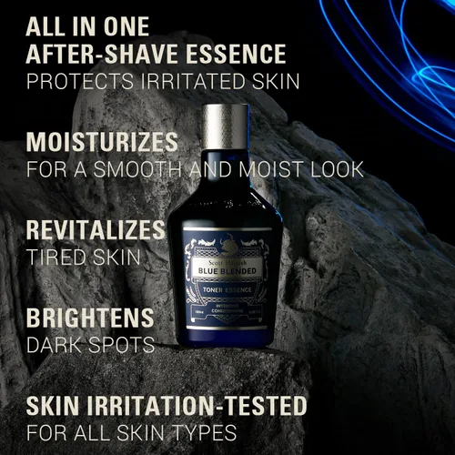 Vista 3 de Scott Hamish Blue Blended Toner Essence - Esencia de tóner facial para hombre con ácido hialurónico y aminoácidos, tóner hidratante que restaura