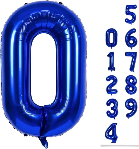 Vista 133 de Globo negro del número 0 para niñas y niños, 40 pulgadas, grande, número 0-9, de papel de aluminio, de Mylar para helio, juego de globos digitales