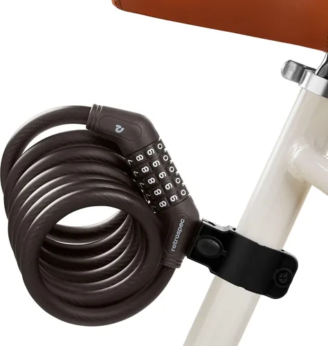 Vista 5 de Retrospec Grizzly Plus - Candado de combinación para bicicleta, resistente antirrobo con combo personalizado de 5 dígitos, cable resistente a cortes