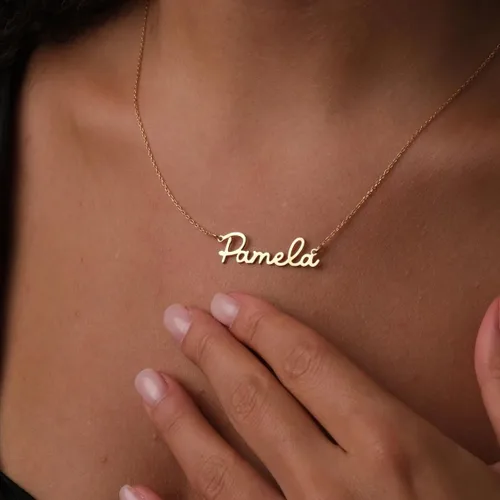 Vista 3 de Collar con 2 nombres en capas personalizable, collar estilo gargantilla de doble cadena chapado en oro de 18 quilates con placa de nombre, collar