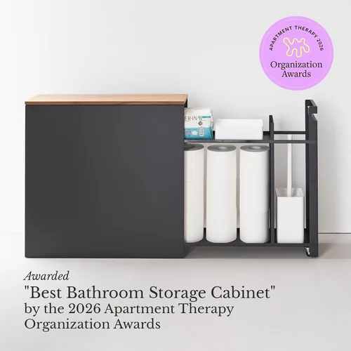 Vista 12 de YAMAZAKI Home Armario de almacenamiento extraíble para baño con parte Negro