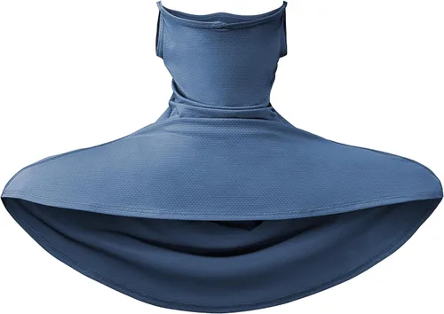 Vista 7 de Obacle Máscara facial con polaina para el cuello con cintas elásticas para las orejas para hombres y mujeres para protección solar Azul