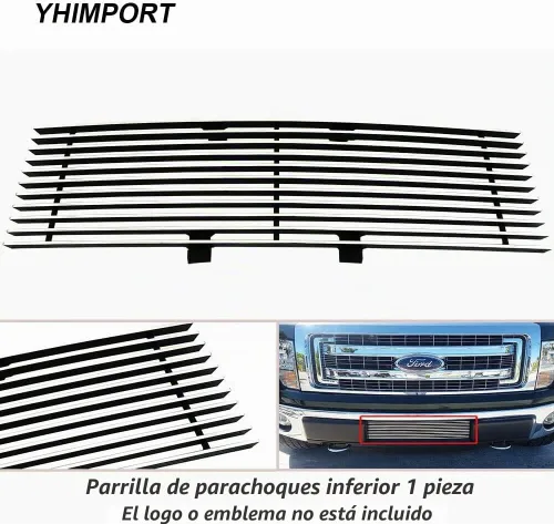Vista 6 de Insertos de parrilla compatibles con parrilla frontal de aluminio sólido F150 2009-2014 (cromado)