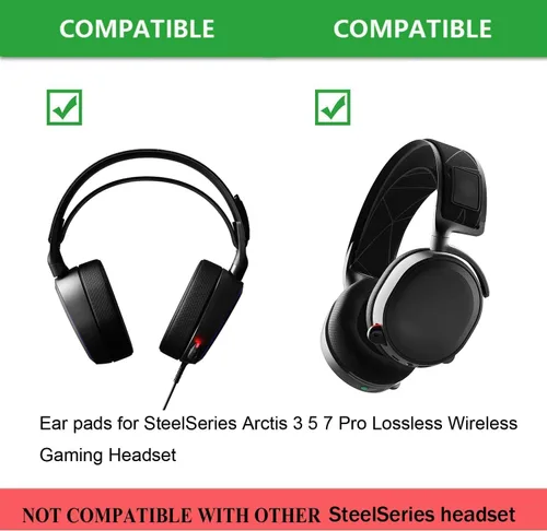 Vista 4 de Arctis 3/5/7/9 - Almohadillas de repuesto para auriculares inalámbricos SteelSeries Arctis 3/5/7/9/1/Pro, almohadillas de espuma viscoelástica