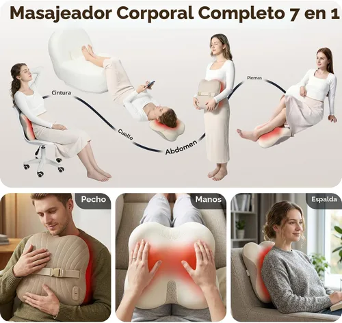 Vista 2 de arboleaf Masajeador de espalda para aliviar el dolor, control de aplicación Bluetooth, masaje inalámbrico Shiatsu cuello espalda con calor