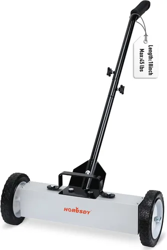 Vista 10 de HORUSDY Barredora magnética rodante de 17 pulgadas con ruedas, mango ajustable, imán resistente de capacidad de 8.8 libras para recoger las uñas