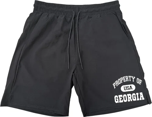 Vista 2 de Property of Georgia USA H950 - Pantalones cortos deportivos de nailon para correr para hombre